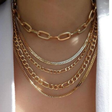 Colliers multi-styles en or vintage pour femmes
