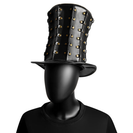 Chapeau haut-de-forme unisexe punk clouté