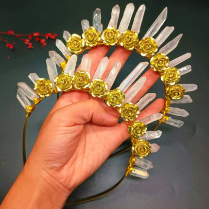 Couronne en cristal blanc naturel à la mode pour femmes