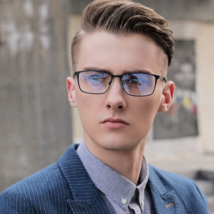Lunettes enti-lumière bleue à demi-monture à la mode pour hommes