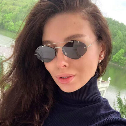 Lunettes de soleil sans cadre en métal pour femmes